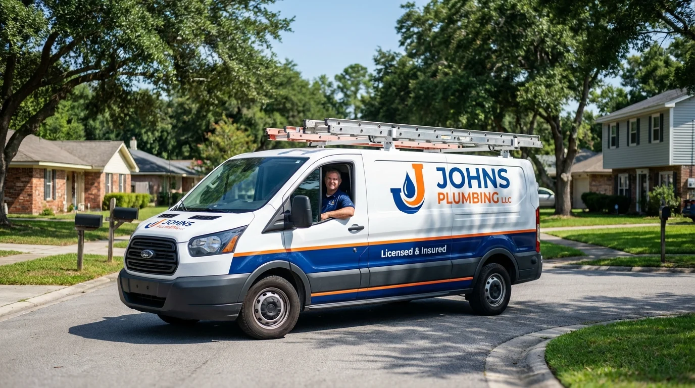 Johns Plumbing LLC service van in New Baltimore, MI