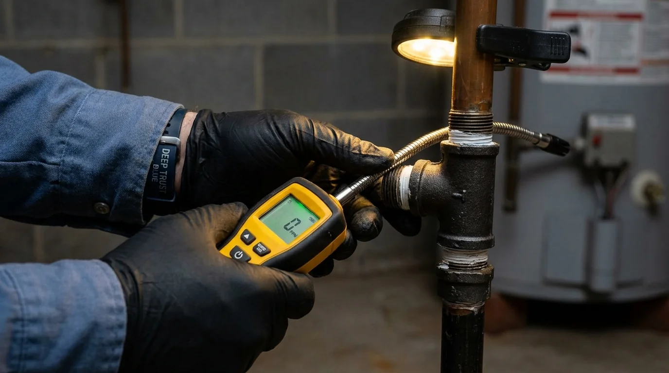 Gas leak detection with electronic sniffer by Johns Plumbing LLC in New Baltimore